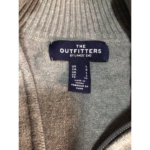 Lands End The Outfitters , Men’s 1/4 Zip Sweater Elbow Patch , Gray, Size Large - Picture 5 of 8